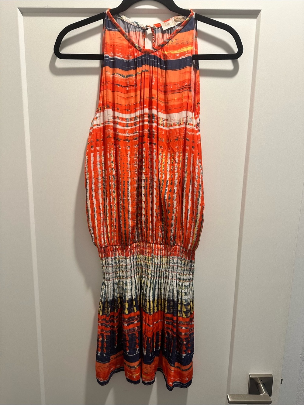 Ramy Brook Orange Striped Sleeveless Dress